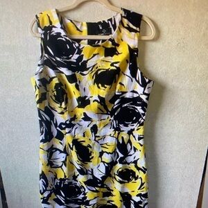 Ronni Nicole Yellow and Black Floral Midi Dress